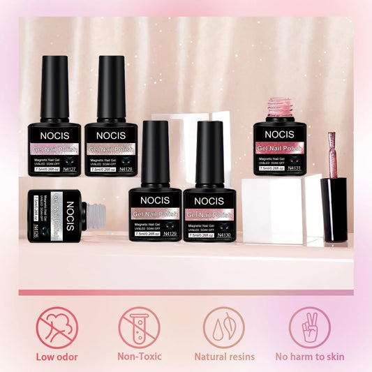 6 st reflekterande magnetiskt gellack 7,5 ml