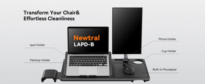 NEWTRAL Ergonomic Chair with Desktop,Adaptive Lower Back,Footrest 4 Recline Angle Adjustable Backrest Armrest Headrest,NT002 BLACK