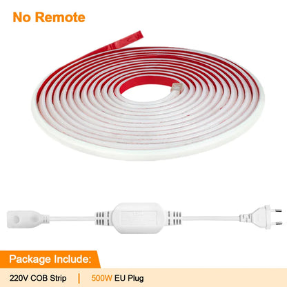 220V COB LED-ljusslinga – Tuya WiFi/Bluetooth/Fjärr, IP65, 288 LED/m, 0,5–50M, EU-kontakt