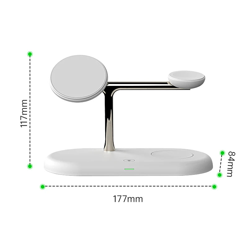 TIMESS 3-i-1 trådlös laddstation för iPhone, Apple Watch och AirPods