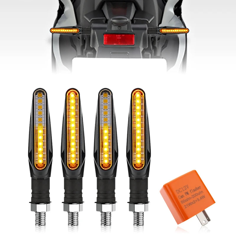 2 st LED-blinkers för motorcykel med flytande ljus, 12 LED