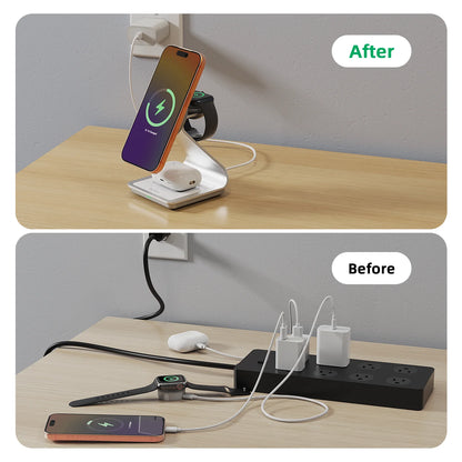 BONOLA 3-i-1 trådlös laddstation för iPhone, Apple Watch och AirPods