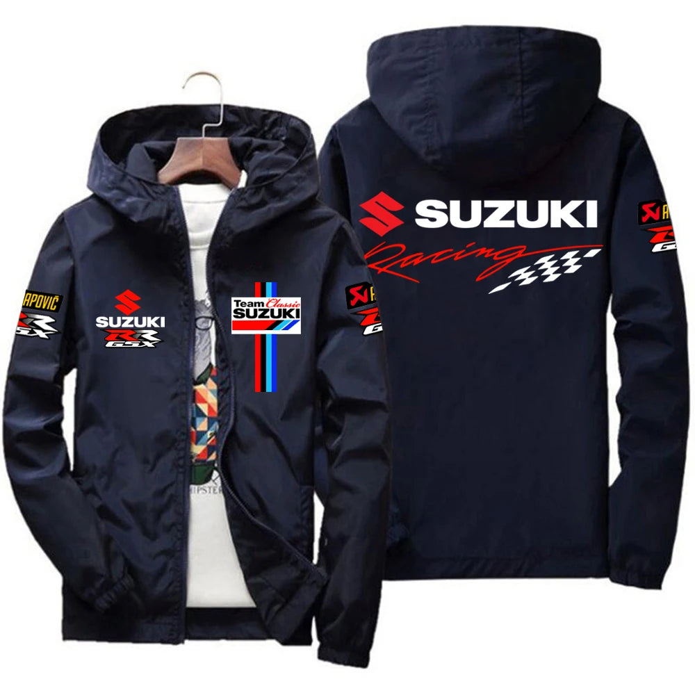 Racingjakka för Herr – Tunn Polyesterjakka med Dragkedja, Casual Sportswear i 10 Färger och Storlekar S–7XL