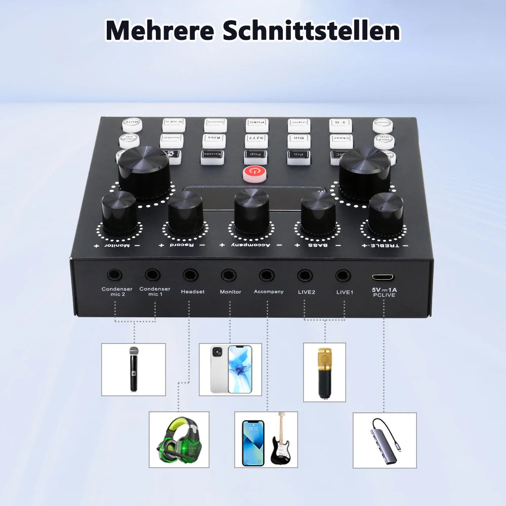 Professional Studio Recording Kit Podcast Music Mixer Equipment Condenser Microphone Set for PC Smartphone Laptop Computer Vlog