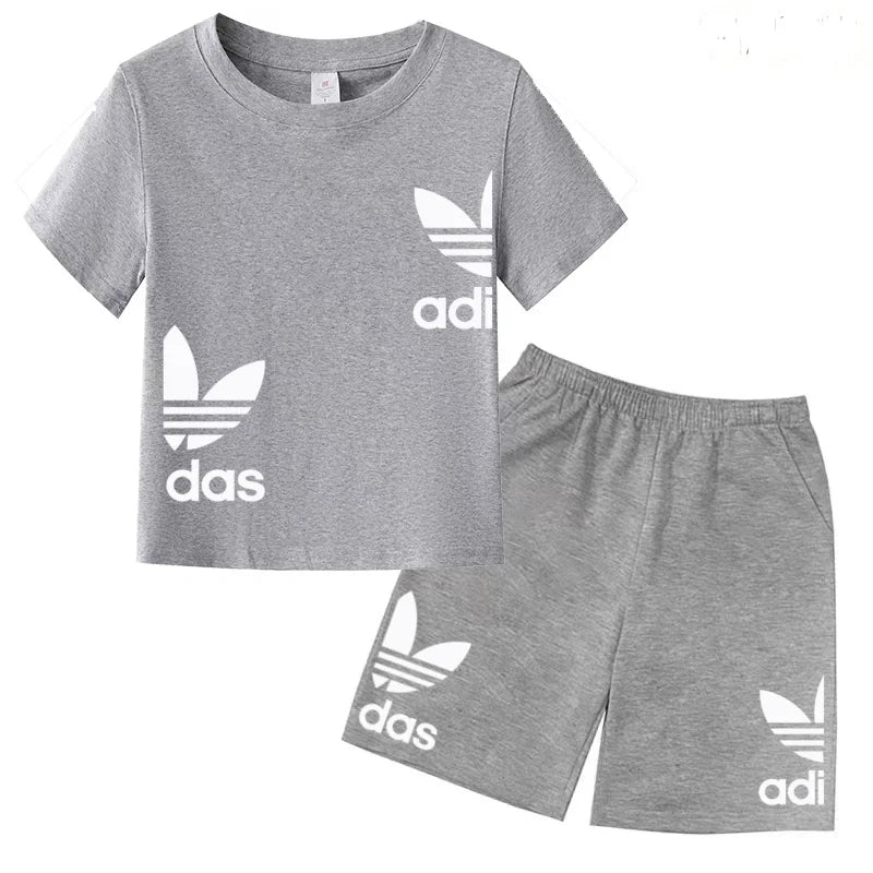 New Children Letter-Print Summer T-shirt Boy Girl Toddler3-12Years Short-Sleeved+Shorts Charming Casual Fashion Sports Brand Set