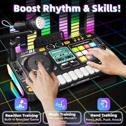 DJ-mixleksak för barn med tangentbord och skivspelare