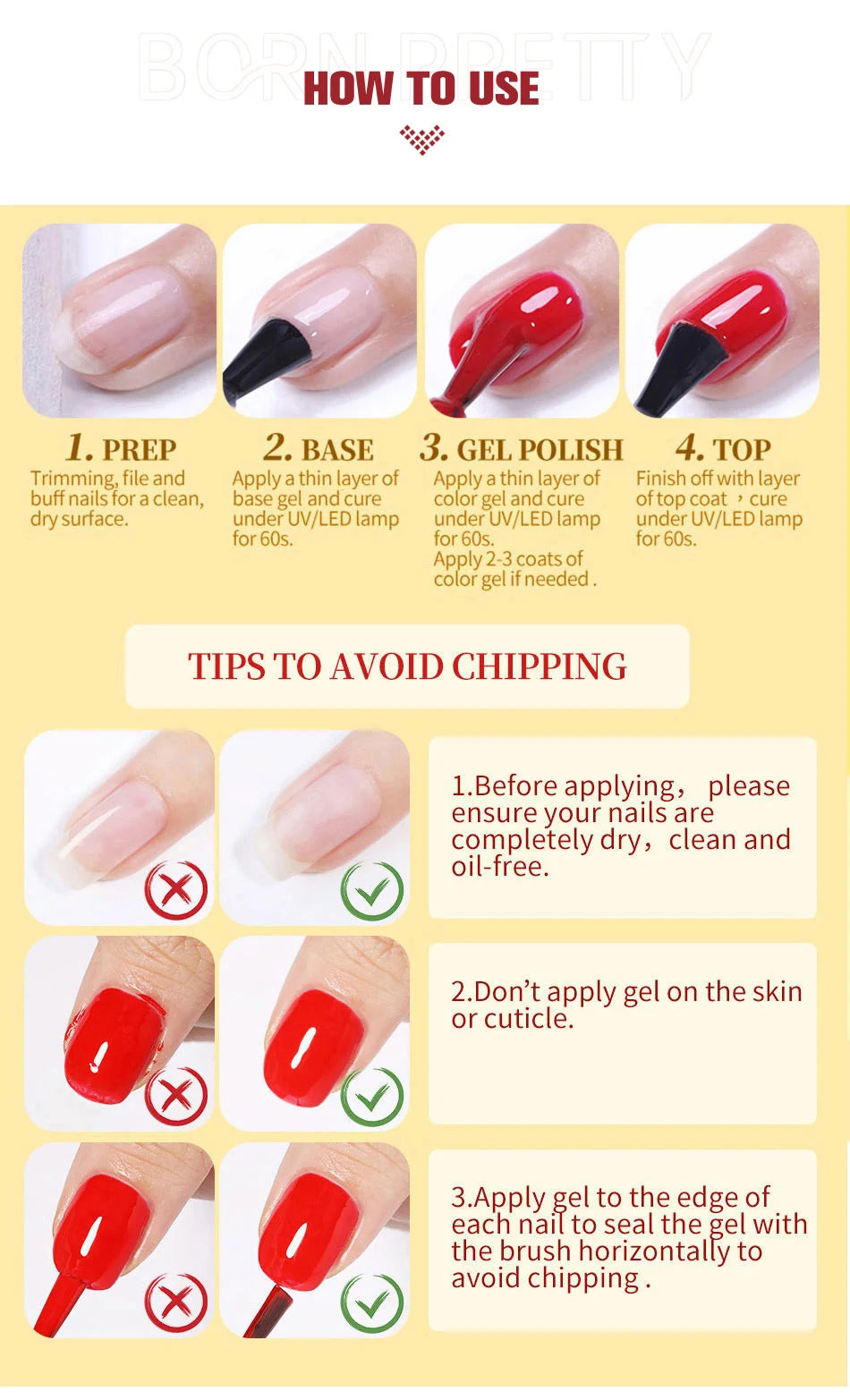 BORN PRETTY Super Top Coat and Base Gel Nail Polish for Gel Polish Semi-permanent Varnish Rubber Top Coat 10ml Nail Supplies