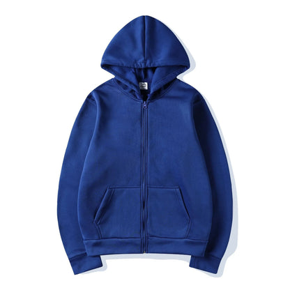 2025New Trendy Sweatshirt Coat Front Pockets Warm Zipper Lamb Wool Jacket Men and Woman Autumn Winter Pure Color Cardigan Hoodie