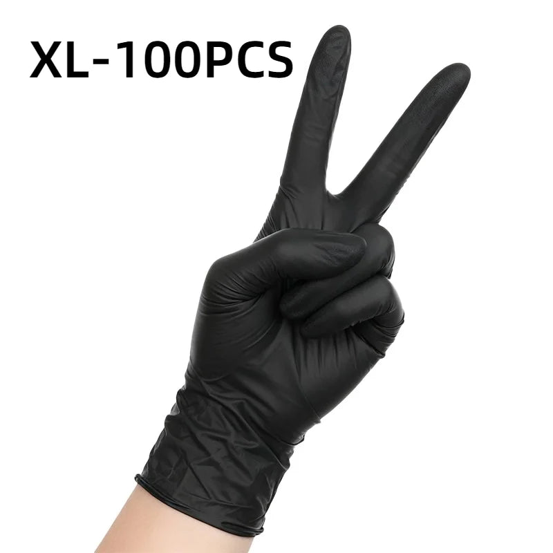 20/60/100PCS Black Disposable Nitrile Gloves Powder Free Waterproof Gloves for Tattoo Supplies Beauty Salon Cleaning Tool