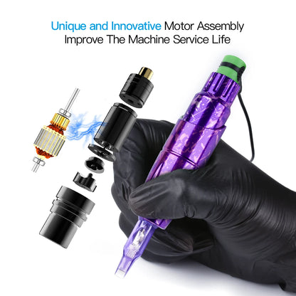Mast Tour Tattoo Machine Full Kit Permanent Makeup Pen Lightweight Design for Eyebrow & Lip Art Makeup with MAST Pro Cartridge