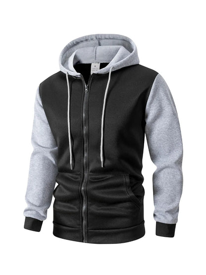 Herr Oversized Hoodie med Dragkedja – Casual Sweatshirtjacka, 3 Färger