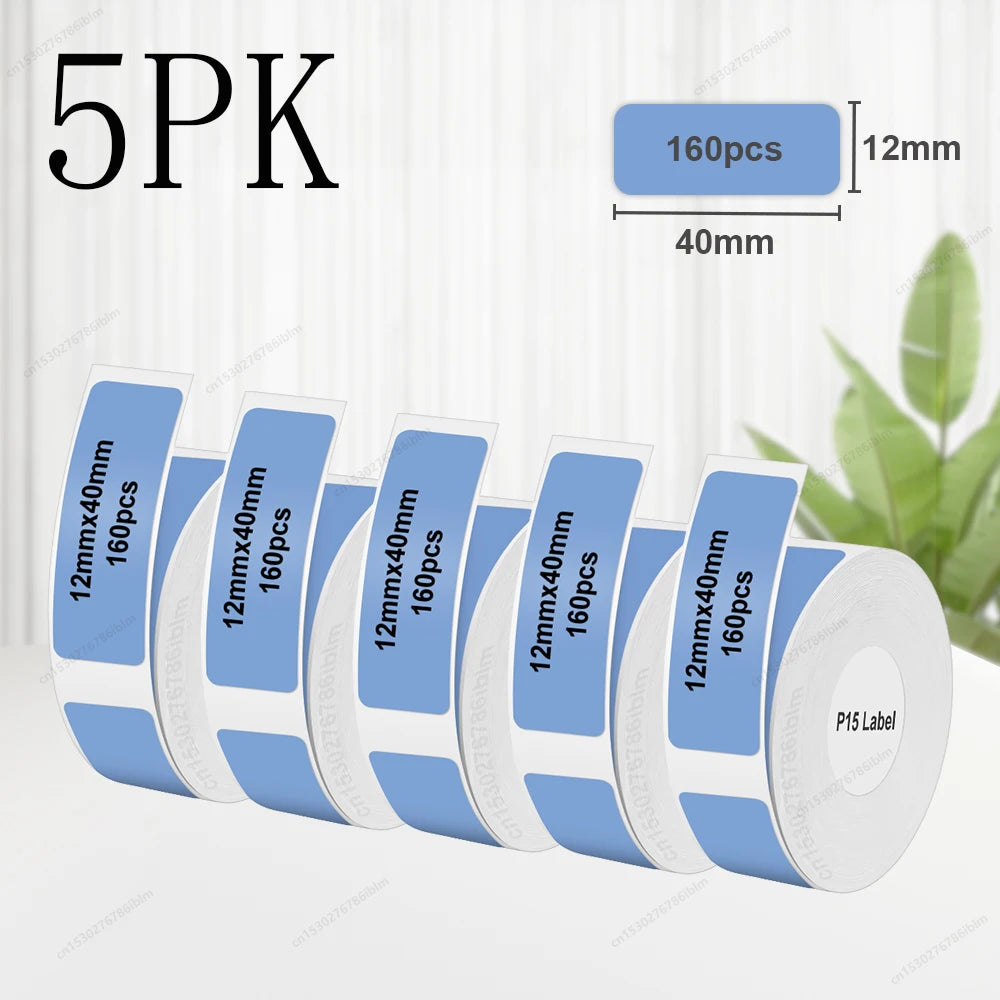 Termiska Etikettrullar P15 – Kompatibla med Marklife P15 P12 Phomemo D30 DELI Q2 – Vit Rosa Gul Blå Transparent Kabel 3/5/10-pack 2026