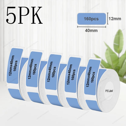 Termiska Etikettrullar P15 – Kompatibla med Marklife P15 P12 Phomemo D30 DELI Q2 – Vit Rosa Gul Blå Transparent Kabel 3/5/10-pack 2026