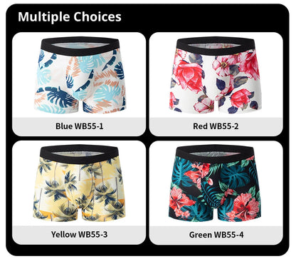 Herr Boxershorts 4-pack Blommigt – Andningsbara Plus Size Tonåringar & Vuxna, XS–XXXL