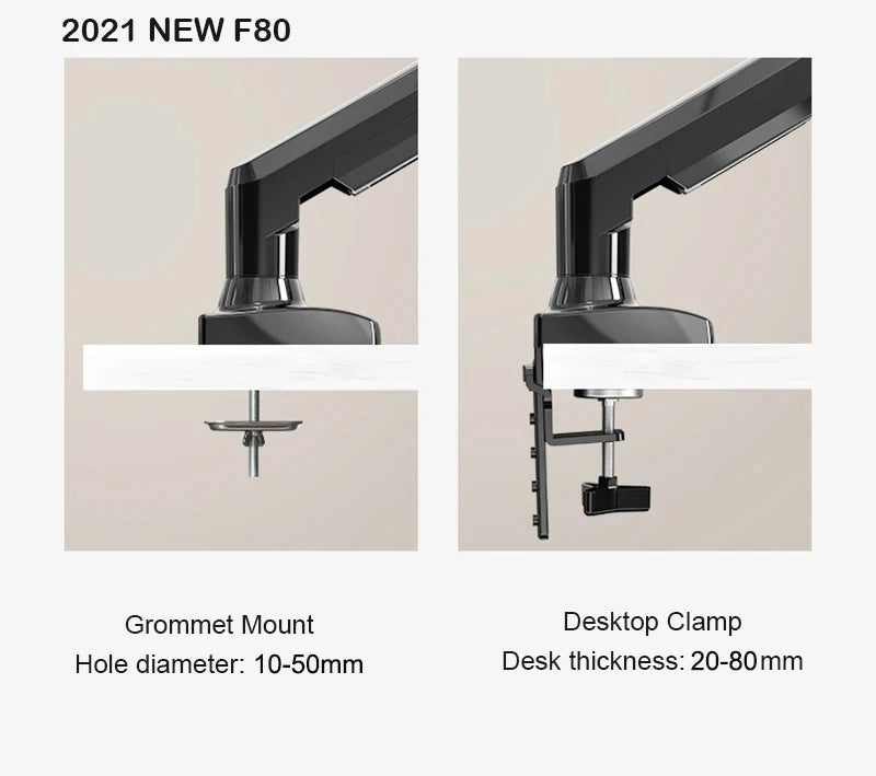 NB NORTH BAYOU F80 A5 Desktop Gas Spring 17-30" LCD LED Monitor Holder Mount Arm Full Motion Display Stand Loading 2-9 Kgs