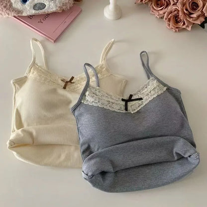 Dam Coquette Y2K Spets Crop Top – Ärmlös Koreansk Stil Sommar Linne Sexig Kawaii, 10 Färger One Size