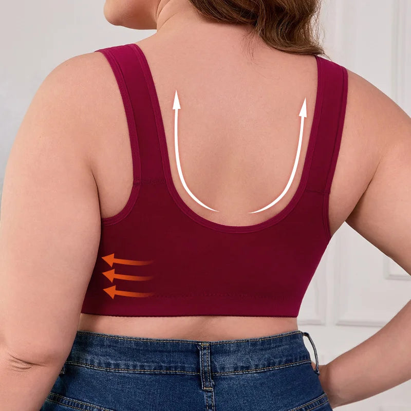 Plus Size Front Closure Wireless Comfort Bra - Seamless Full Coverage Easy on off Supportive E Cup Women's Bra 1XL-7XL