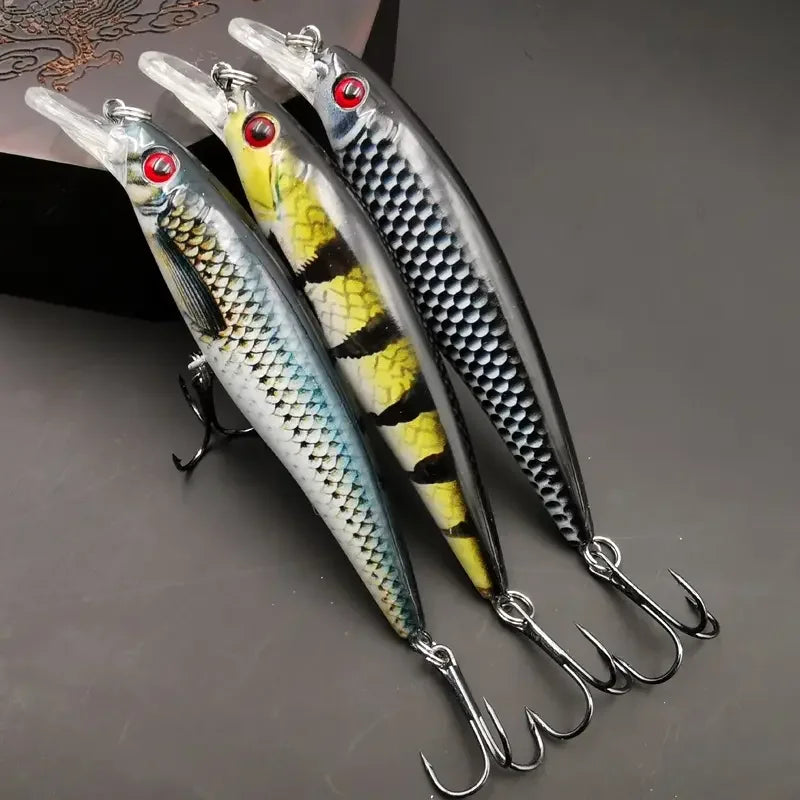Rooblinos 3pcs 13g Fishing Lure Colorful Printing Sinking Minnow Artificial Bait Cool Fishing Tackle