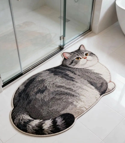 3D Cute Cat Shaped Diatomite Bath Mat Super Absorbent Non-slip Quick Dry Bathroom Doormat for Cat Lover Home Decor Gift