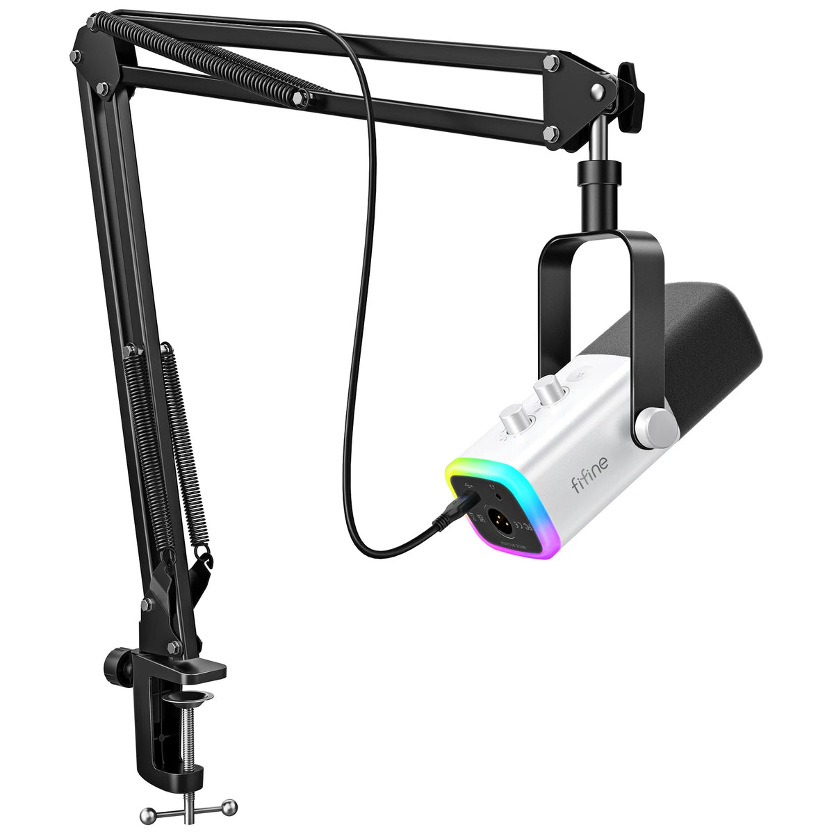 FIFINE AM8T USB/XLR-streamingmikrofon – dynamisk, RGB och hörlursutgång