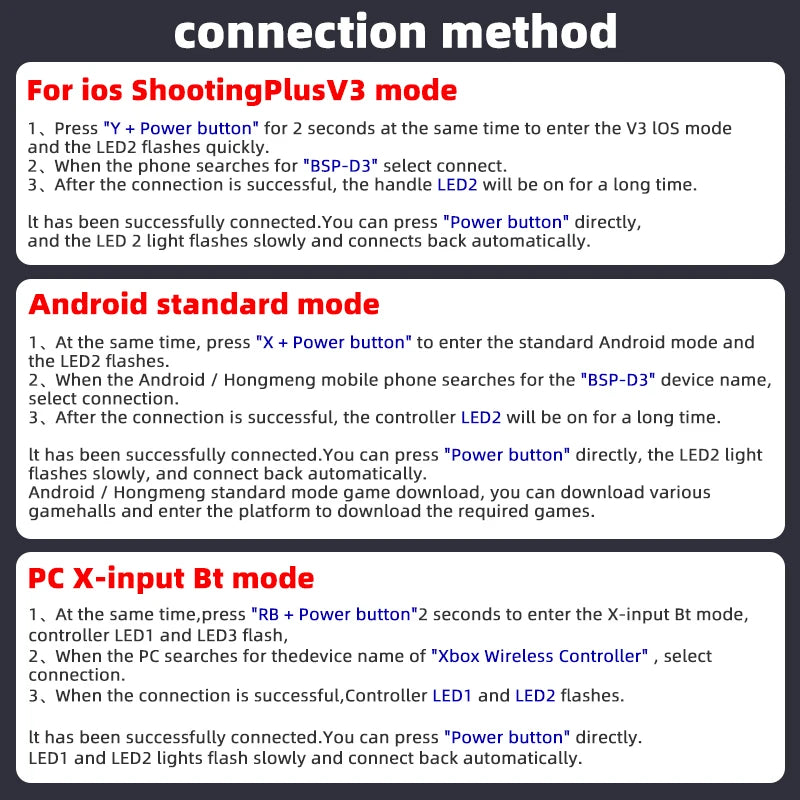 D3 Mobile Gamepad Wireless Game Controller for Cell Phone for iphone/Samsung/Android/Switch Stretching Joystick with Turbo Macro
