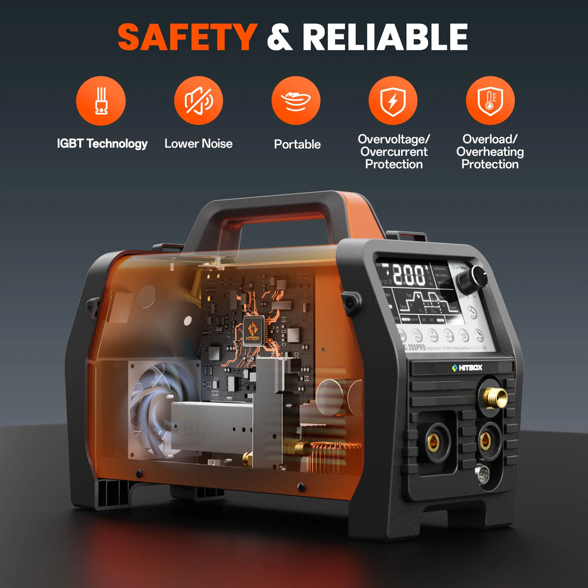 HITBOX TIG200Pro Svetsmaskin 6-i-1 MMA HF Pulse TIG 220V