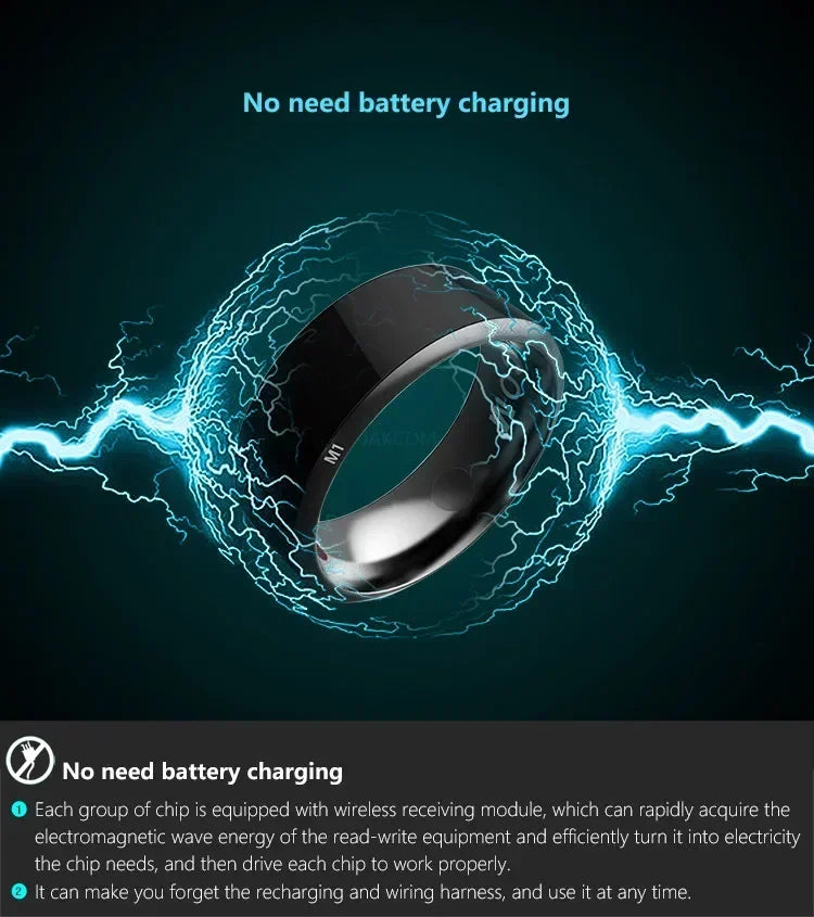 Fashion NFC Control Smart Ring New Electronic Bluetooth Ring Solar Ring IC Rewritable Analog Access Card Tag Key Ip68 Waterproof