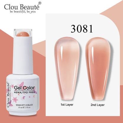 Clou Beaute Semi-transparent Jelly Color UV Gel Manicure Gel Nail Nail Supplies For Professionals Semi-permanent Varnish 15ml