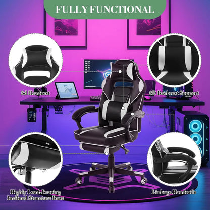 Garvee Black & White PU Leather Side Chair – Flame-Retardant, Waterproof, High-Density Foam, Solid Wood Legs, Ideal for Family Homes