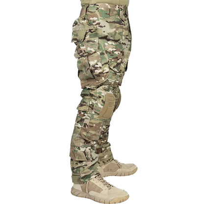 Multicam Tactical Pants +Pads Men Combat Trousers Work Camo Hunting Clothes Multi-pocket Breathable Wear-resisting Cargo Pants