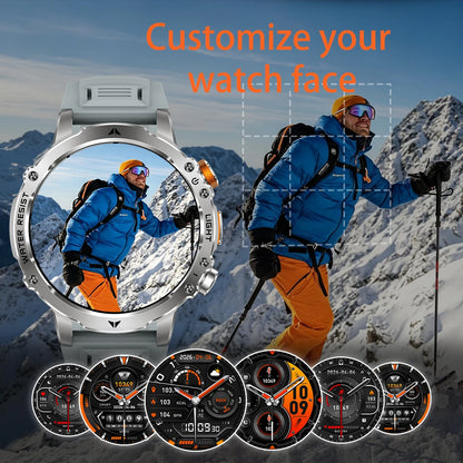 2026 New Men Outdoor Smart Watch 1.7" IPS 1600mAh  Battery Bluetooth Call IPX8 Waterproof Flashlight SOS Compass 120+Sport Modes