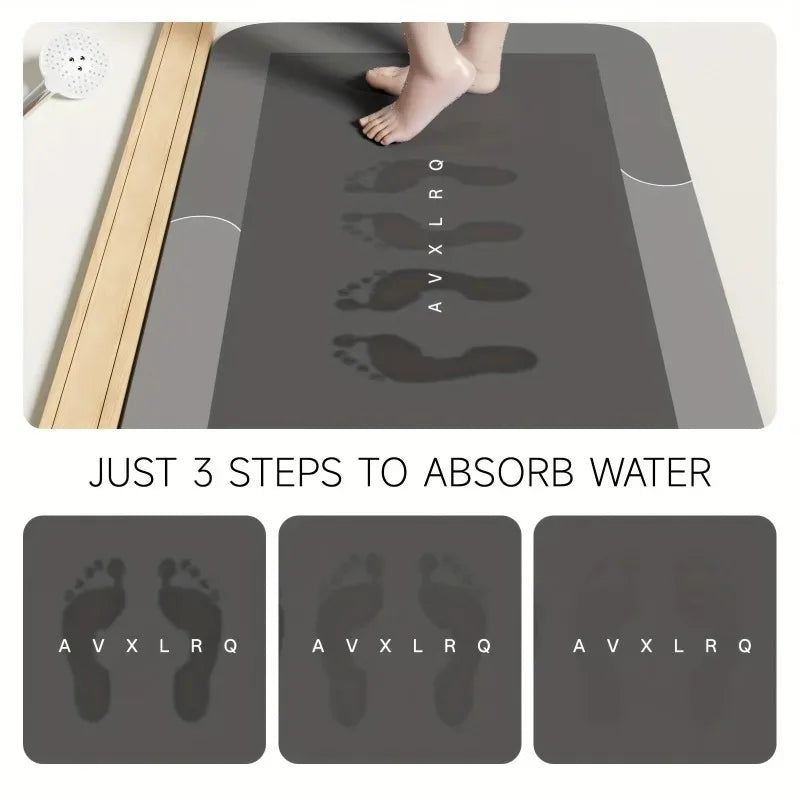 Diatomaceous Earth Bath Mat Super Absorbent Non Slip Fast Drying Soft Floor Mat for Shower Laundry Bedroom Kitchen RV Bathroom