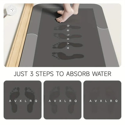 Diatomaceous Earth Bath Mat Super Absorbent Non Slip Fast Drying Soft Floor Mat for Shower Laundry Bedroom Kitchen RV Bathroom