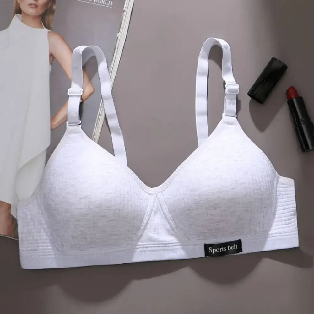 New Simple Cotton Girl Bra Underwear Student Bra Teen Thin Section Without Steel Ring Comfortable Sleep Bra Sport Vest For Woman