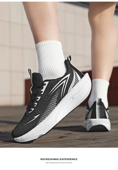 Lightweight Men's Running Sneakers Carbon Board Speciality Marathon Men Sports Breathable Walking Athletic Nonskid Sneakers Man