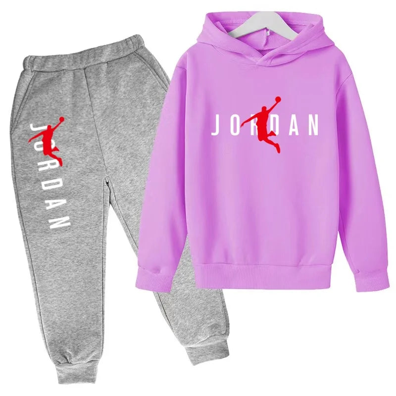 Kids Hoodie Basketball Letters Pullover 3-12Yrs Coat Sweatshirt+Pants Boy Girl Toddler Jogging Clothes Leisure Fashion Brand Set