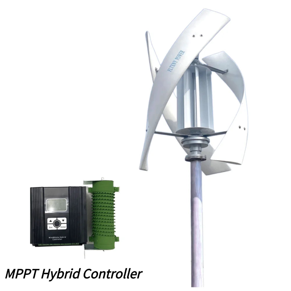Vertikal Vindturbin 10kW/20kW 12V/24V/48V – Kärnlös Magnetlevitation Lågbullrig MPPT Hybrid Sol+Vind Off-Grid Hushåll