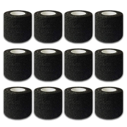48/24/3PCS Black Tattoo Grip Cover Wraps Self-Adhesive Elastic Bandage Tape Breathable Strong Sports Tape Athletic Bandage Rolls