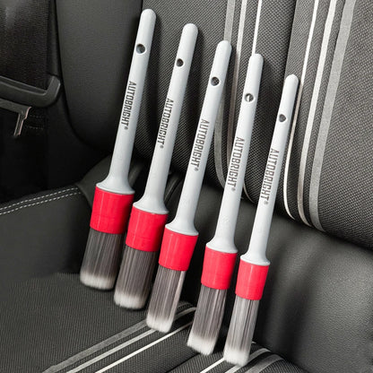 AUTOBRIGHT 5pcs Car Wash Brushes High quality soft brush Dense Bristles Car Detailing Clean Interior Wheel Silver Brush set Tool