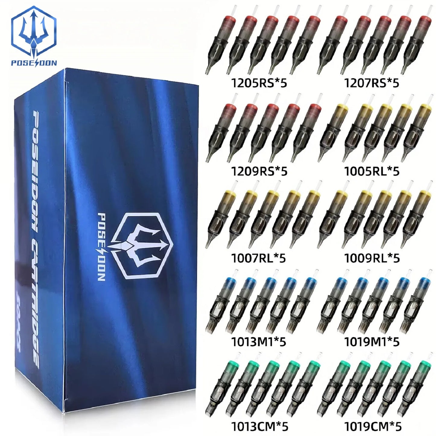 POSEIDON V2 PRO MAX 50PCS Mixed Professional  Tattoo Cartridge Needles Membrane Safety Cartridges Disposable Tattoo Needle