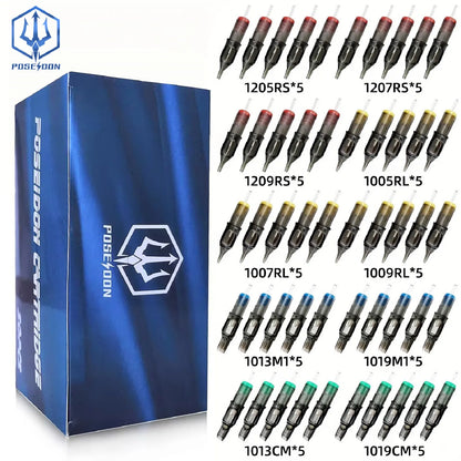 POSEIDON V2 PRO MAX 50PCS Mixed Professional  Tattoo Cartridge Needles Membrane Safety Cartridges Disposable Tattoo Needle