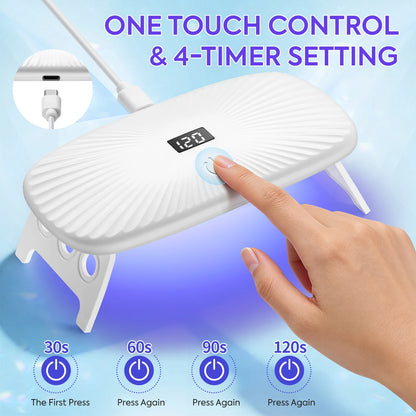 2-in-1 Handheld & Desktop UV Nail Lamp: Dual-Wavelength Fast Curing with 4-Timer Settings & Portable Design