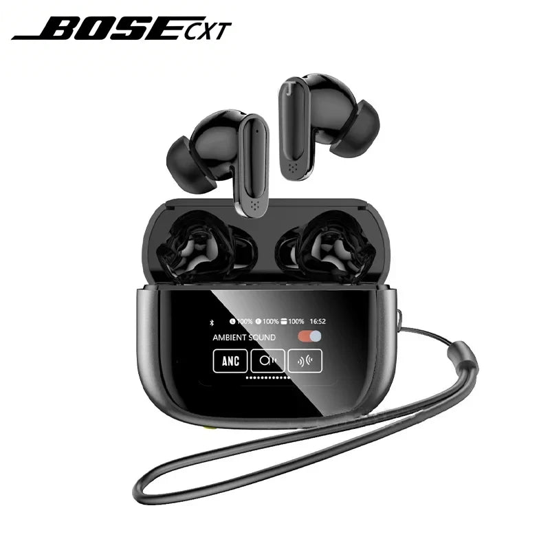 BOSECXT V11 True Wireless In-Ear Earbuds – Bluetooth 5.4 ANC ENC HiFi Stereo Touch-kontroll Mikrofon Laddningsfodral Svart