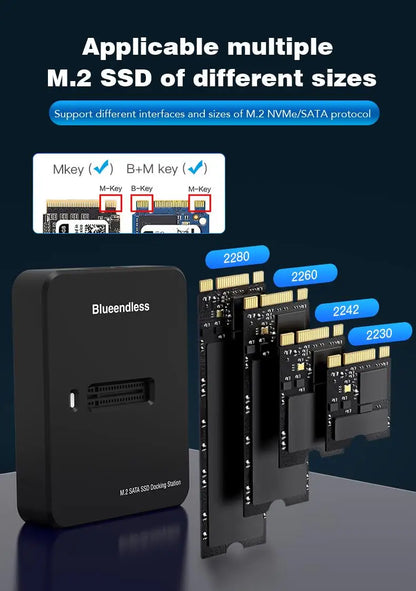 External SSD Hard Disk M.2 SSD Enclosure 10G Reading Writing Speed SSD Case For M.2 NVME SATA SSD Docking Station Plug and play