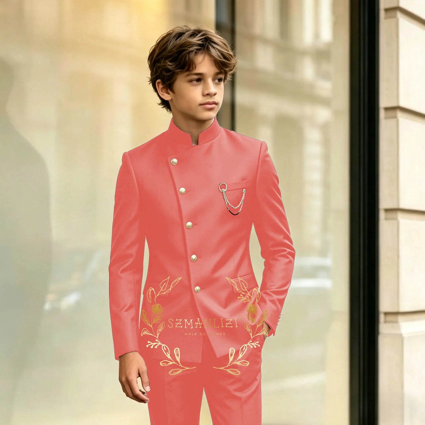 Indian Style Black Child Boy Dinner Tuxedos Little Kids Costume Wedding Party Prom Pants Suits Birthday Wear 2 Pieces Customized