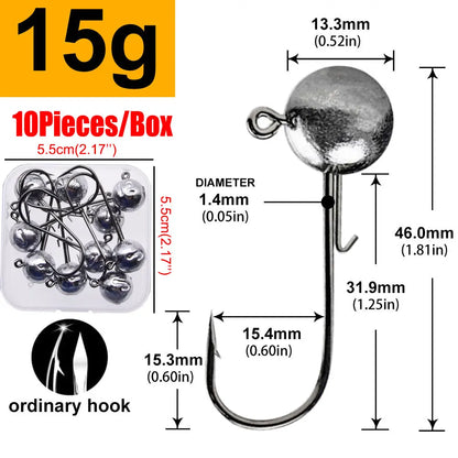 MrLurion Package Box 2g 3g 5g 7g 10g 12g 16g 20g jig head hook for fishing tackle ,crank carbon lure hook for worm soft