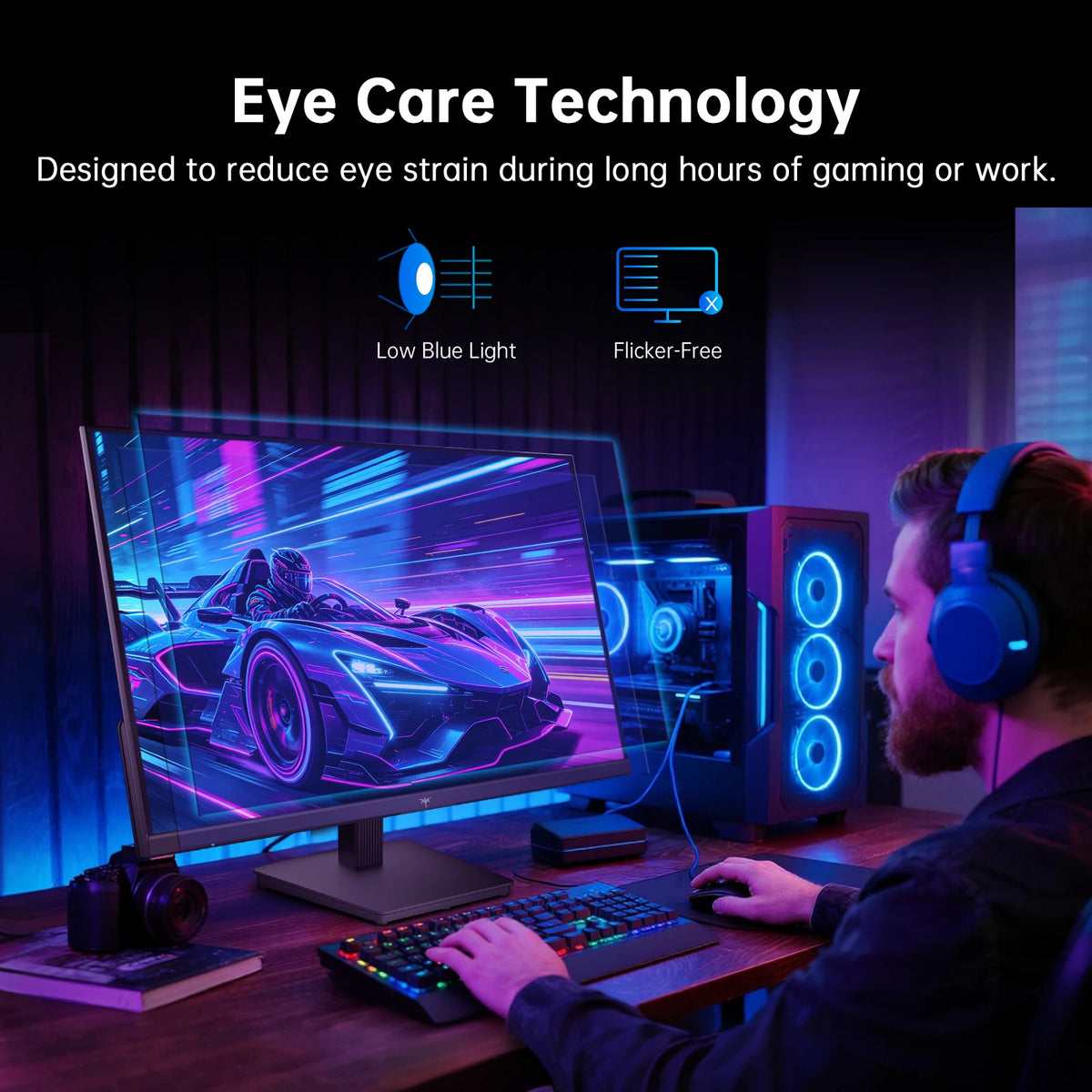 KTC H24B9S-2 144Hz Gaming Monitor, 23.8' FHD IPS Display, 178° Wide Viewing Angle, 113% SRGB, 16.7M Colors, Low Blue Light, 280 cd/m², HDMI & VGA, VESA 75x75mm Mount, Smooth Gaming & Daily Productivity
