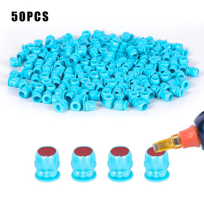 50/100/200pcs Plastic Disposable Tattoo Ink Cups With Base Pigment Clear Holder Container Cap Tattoo Accessory Permanent Makeup
