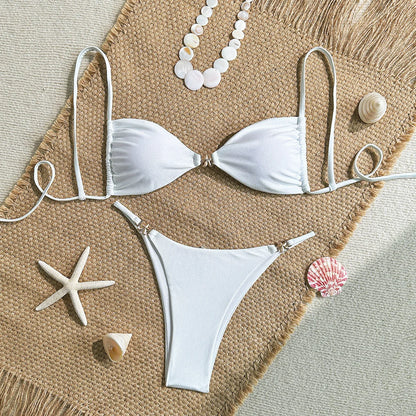 Sexy Triangle Mini Bikini Set Micro Thongs Solid Swimsuit Women Bathing Suit Biquini Bandage Beachwear Swimwear Thong Bikini