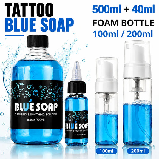 Tatueringsblå Tvål Koncentrerad – 40ml 500ml Blå Alg-rengöring Utspädning 9-18:1 Studio Tatuering Aftercare 2026